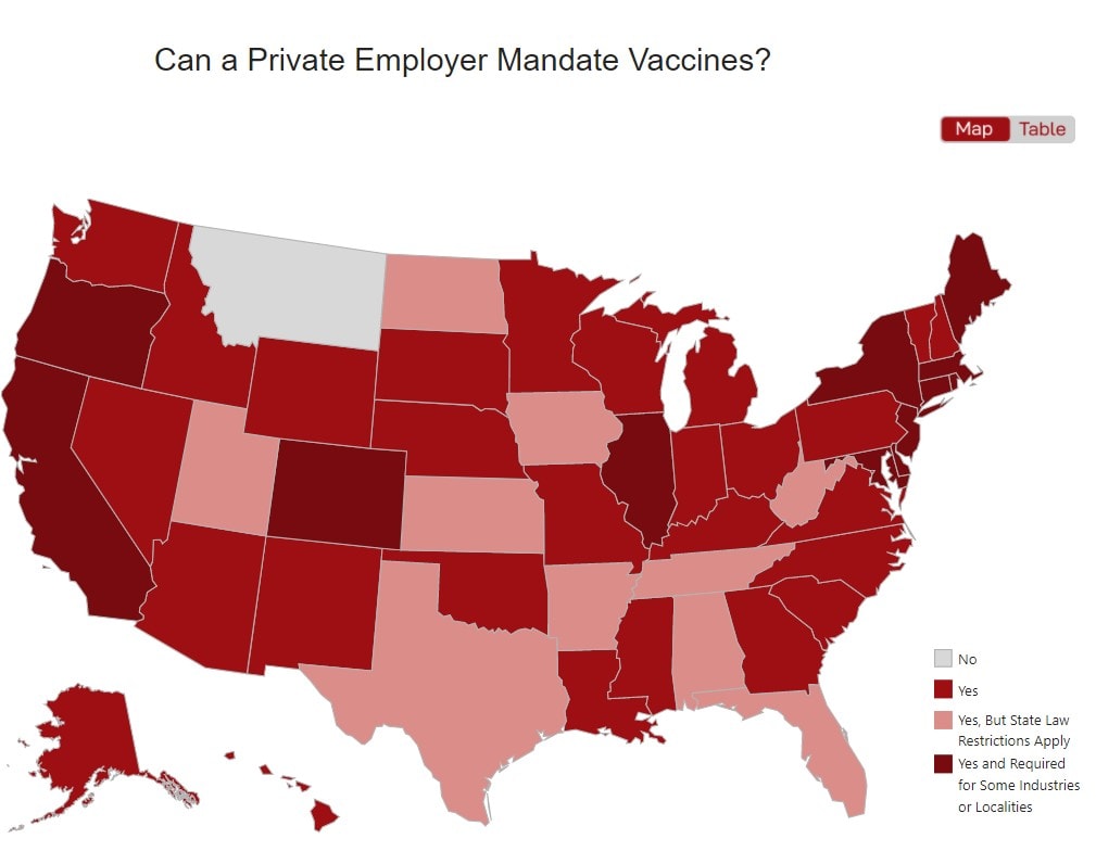 Vaccine mandates by states